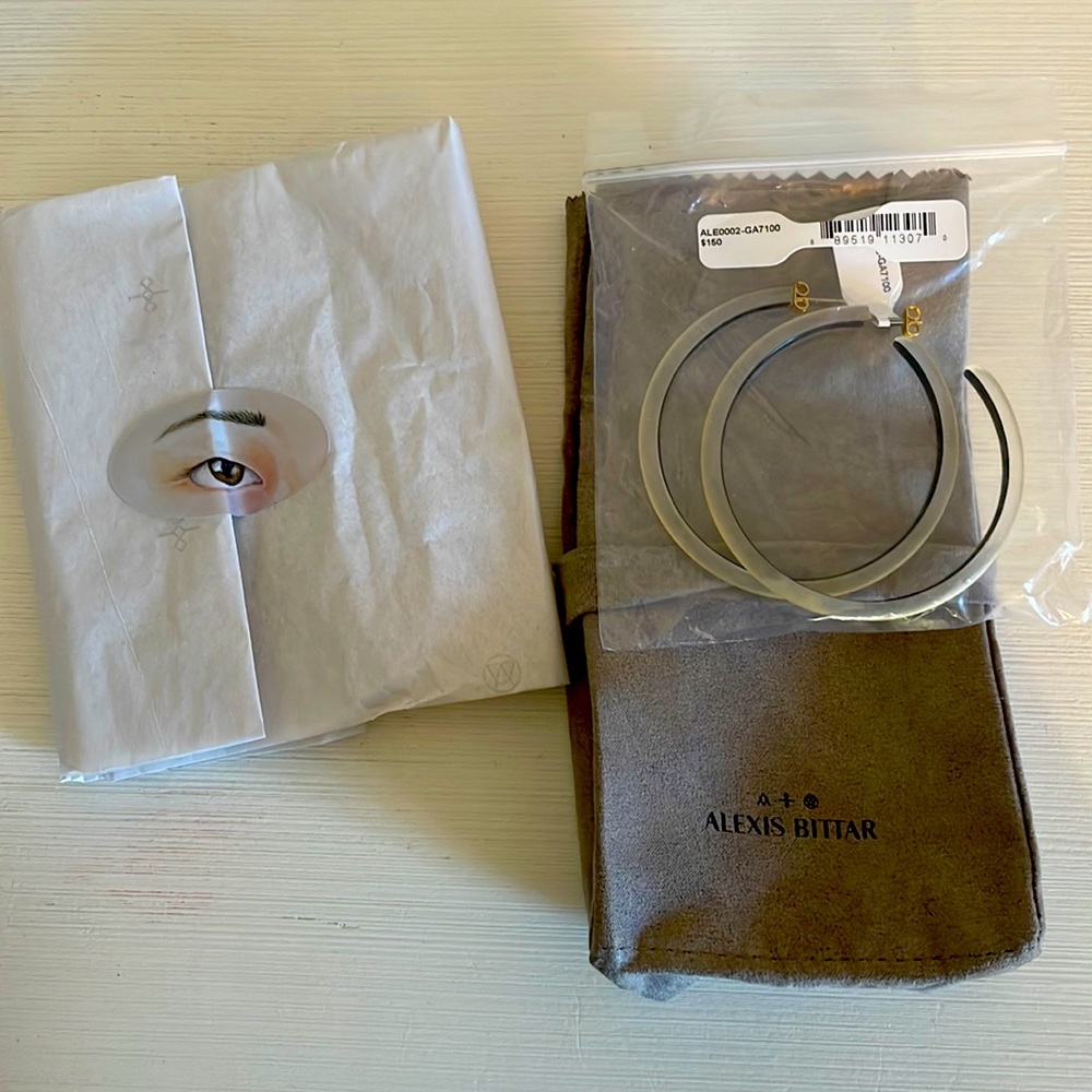 NWT Alexis Bittar large gold skinny hoops
